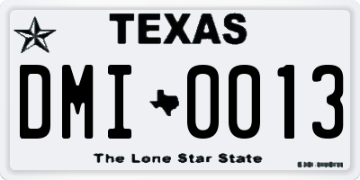 TX license plate DMI0013