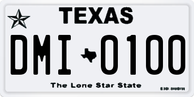 TX license plate DMI0100