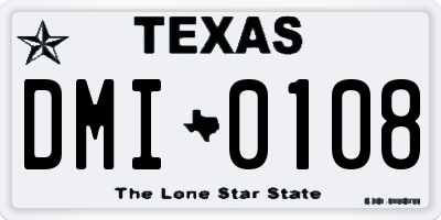 TX license plate DMI0108