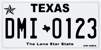 TX license plate DMI0123