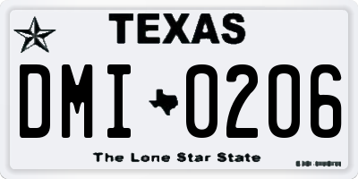 TX license plate DMI0206