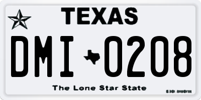 TX license plate DMI0208