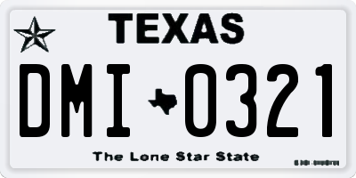 TX license plate DMI0321