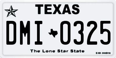 TX license plate DMI0325