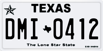TX license plate DMI0412