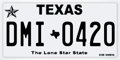 TX license plate DMI0420