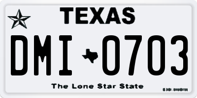 TX license plate DMI0703