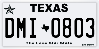 TX license plate DMI0803