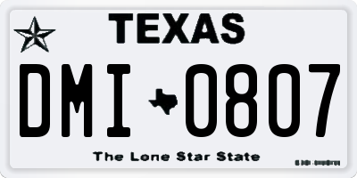 TX license plate DMI0807
