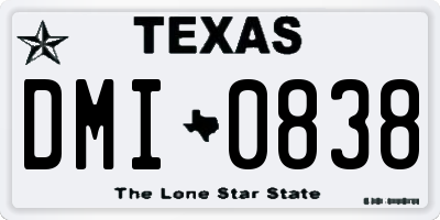 TX license plate DMI0838
