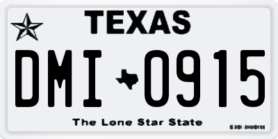TX license plate DMI0915