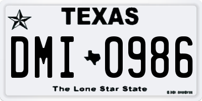 TX license plate DMI0986