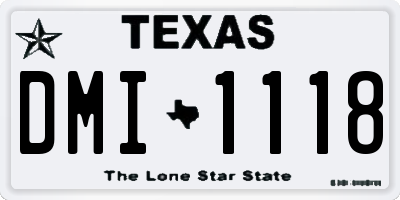 TX license plate DMI1118