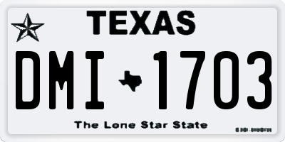 TX license plate DMI1703