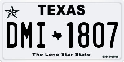 TX license plate DMI1807