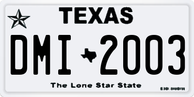 TX license plate DMI2003