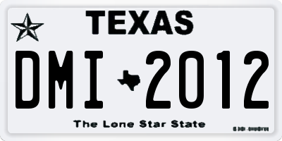 TX license plate DMI2012