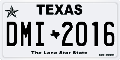 TX license plate DMI2016