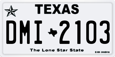 TX license plate DMI2103