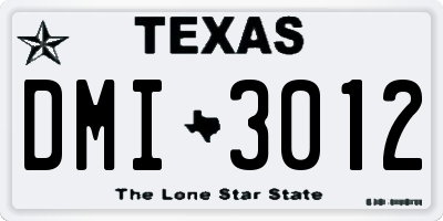 TX license plate DMI3012