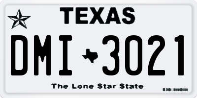 TX license plate DMI3021