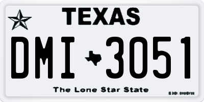 TX license plate DMI3051