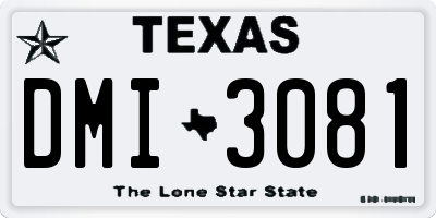 TX license plate DMI3081