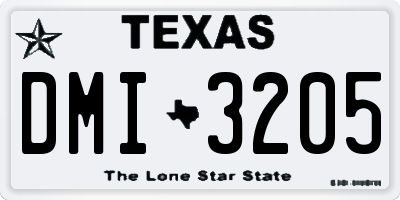 TX license plate DMI3205