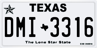 TX license plate DMI3316