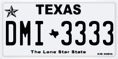 TX license plate DMI3333
