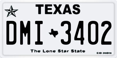 TX license plate DMI3402