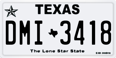 TX license plate DMI3418
