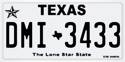 TX license plate DMI3433