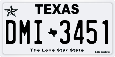 TX license plate DMI3451