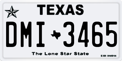 TX license plate DMI3465
