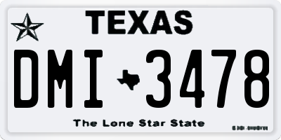 TX license plate DMI3478