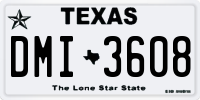TX license plate DMI3608