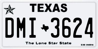 TX license plate DMI3624