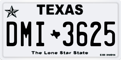 TX license plate DMI3625