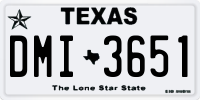 TX license plate DMI3651
