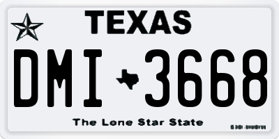 TX license plate DMI3668
