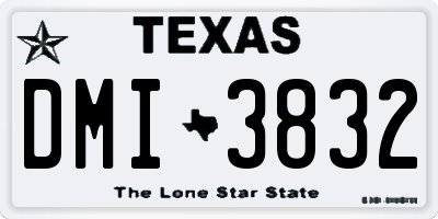 TX license plate DMI3832