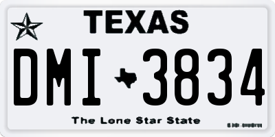 TX license plate DMI3834