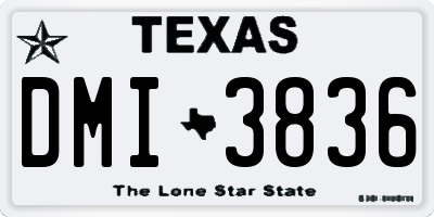 TX license plate DMI3836