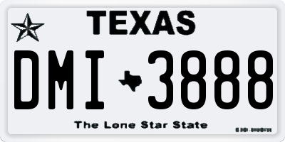 TX license plate DMI3888
