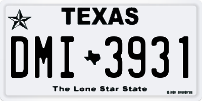 TX license plate DMI3931