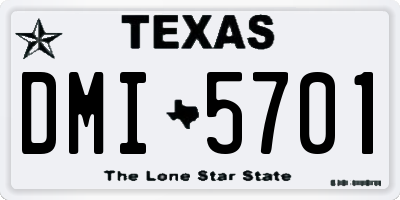 TX license plate DMI5701