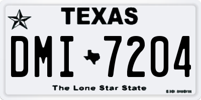 TX license plate DMI7204