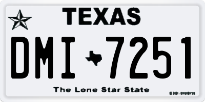 TX license plate DMI7251