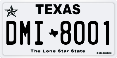 TX license plate DMI8001